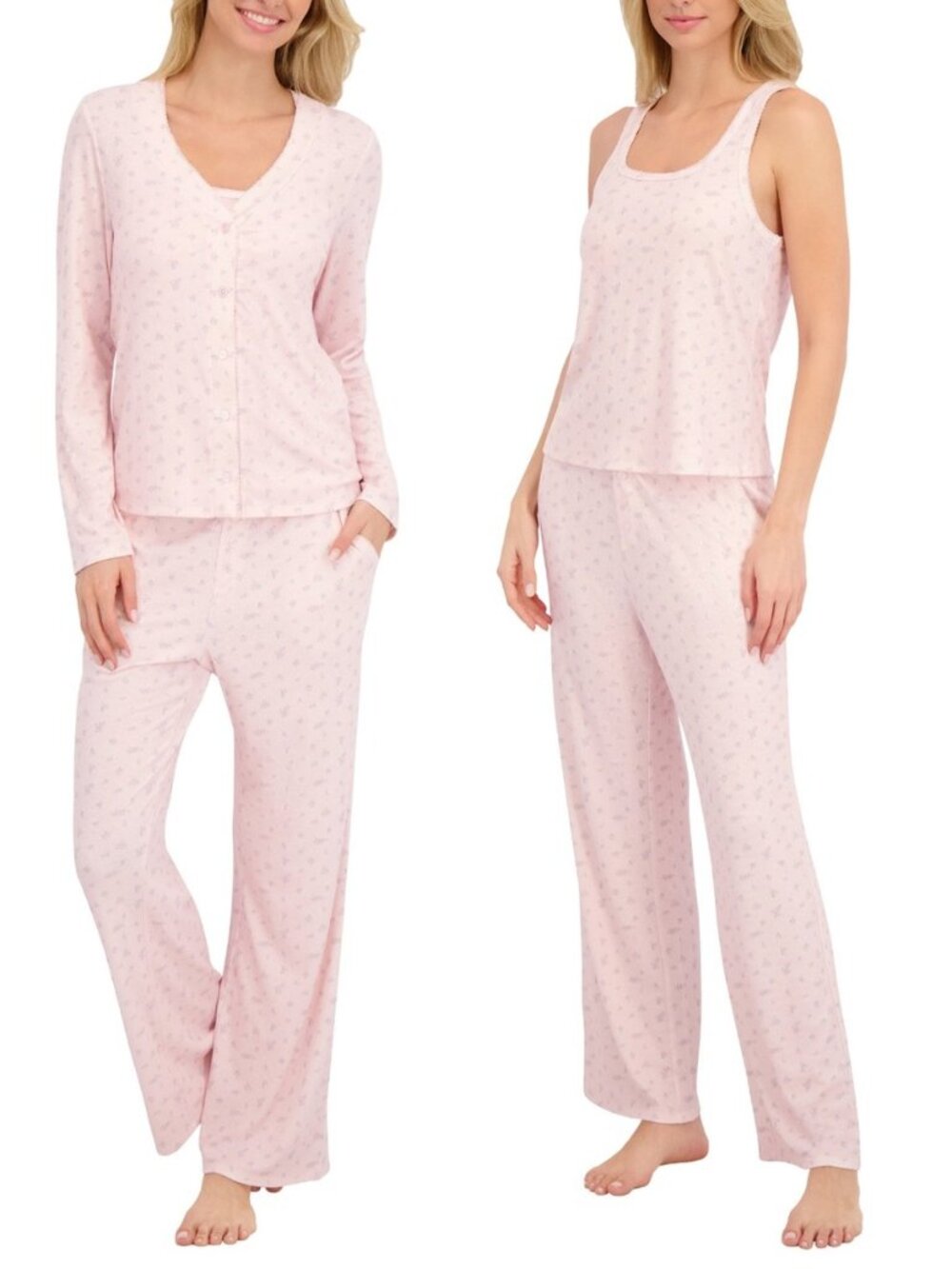 NWT Live2Lounge Women's 3-piece Picot Lounge Set Pink 2XL